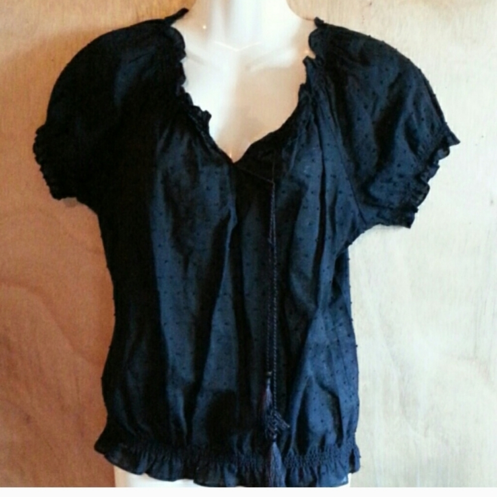 Cache Black Textured Blouse